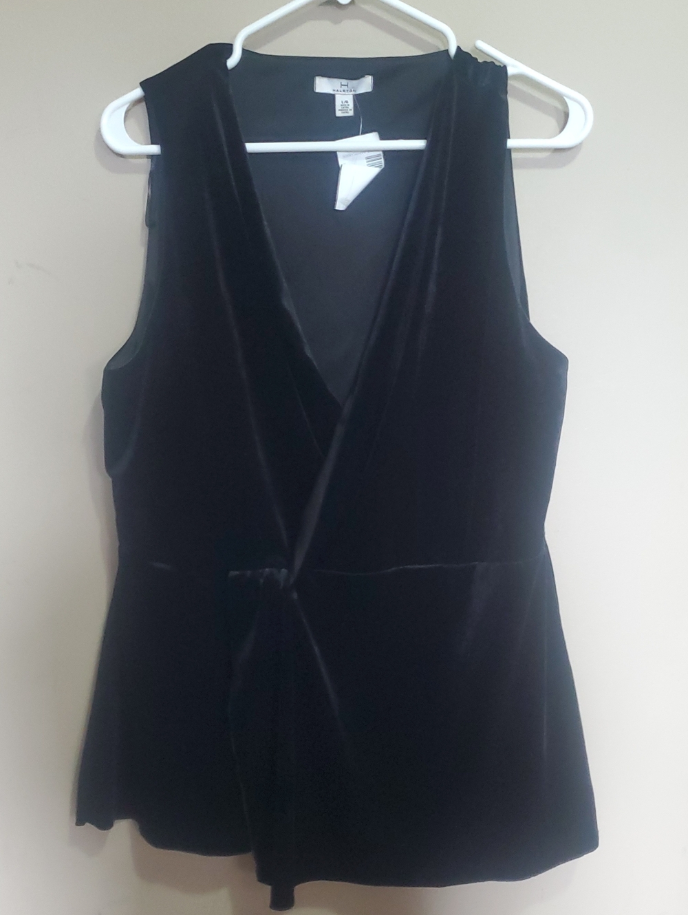 Halston Heritage Black Velvet Wrap Camisole Size Large